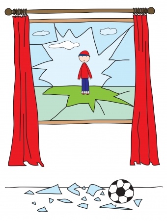 cartoon kid breaking window